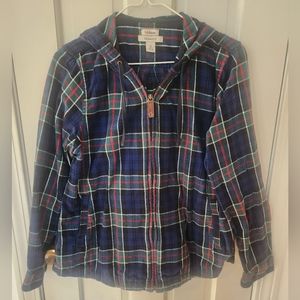 LL Bean Women's Zip Flannel Hoodie Size Petite Medium